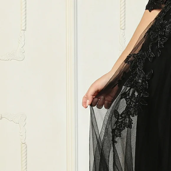 Black plus size formal evening wedding bridesmaid mother of the bride dress - Picture 3 of 7